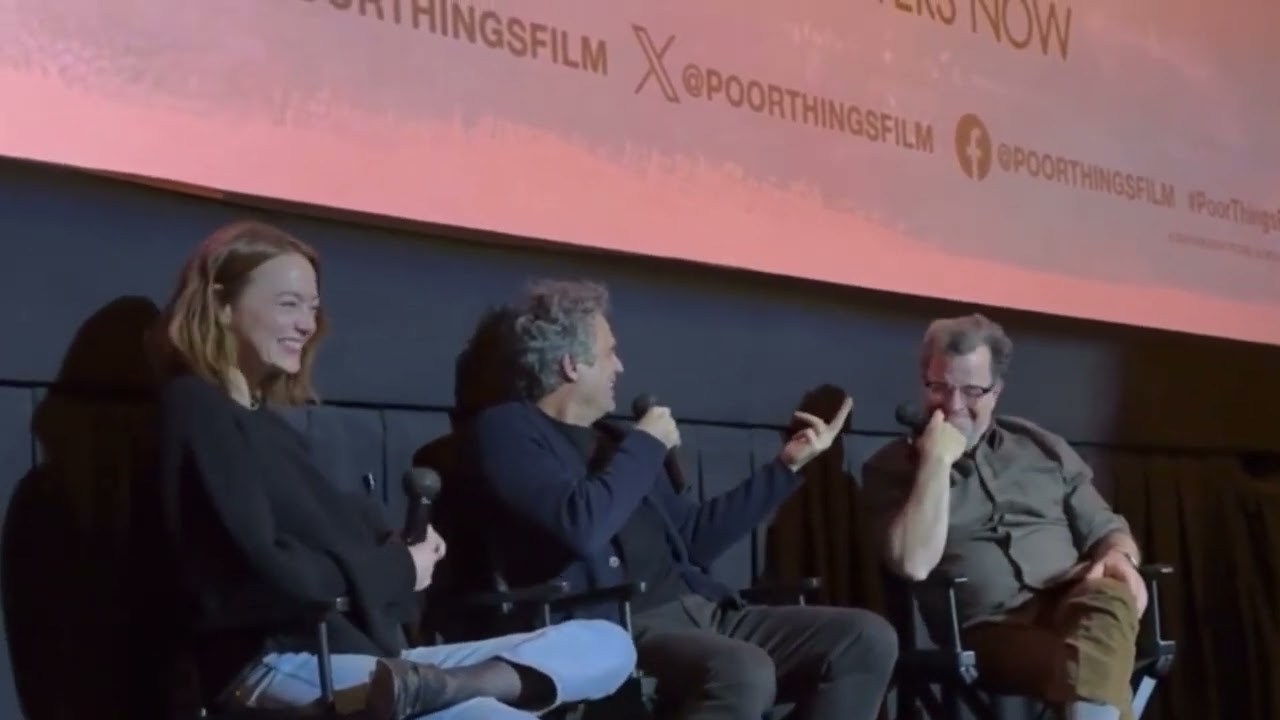 Emma Stone and mark ruffalo poor thing cast reunite for laugh filled Q&A with fans