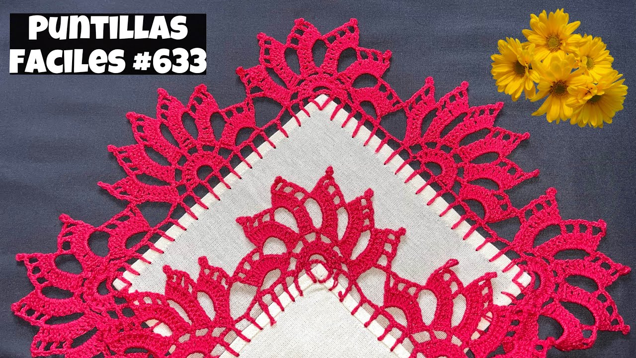📌¡APRENDE!🌺 🩷CREA UNA BONITA SERVILLETA DECORADA CON ESTA PUNTILLA💯PUNTILLAS FÁCILES 633