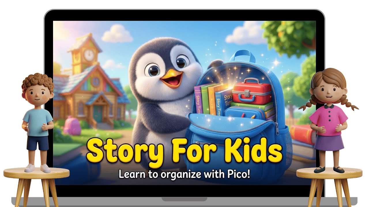 Learn to Organize with Pico the Penguin | Cozy Bedtime Story for Kids 🌙