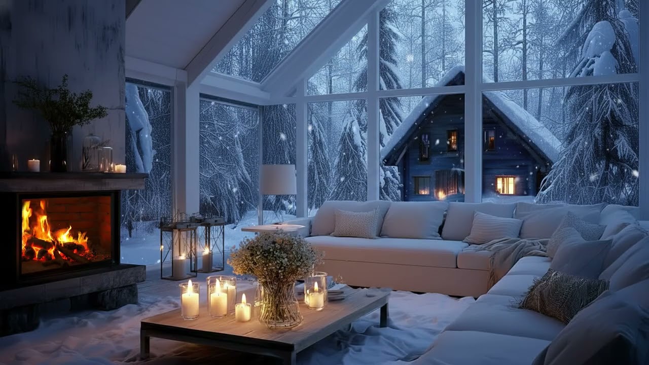 🎼 Quiet Winter Room Piano | 3 Hours Gentle Piano & Snowy Day Ambience | Relax, Sleep, Study