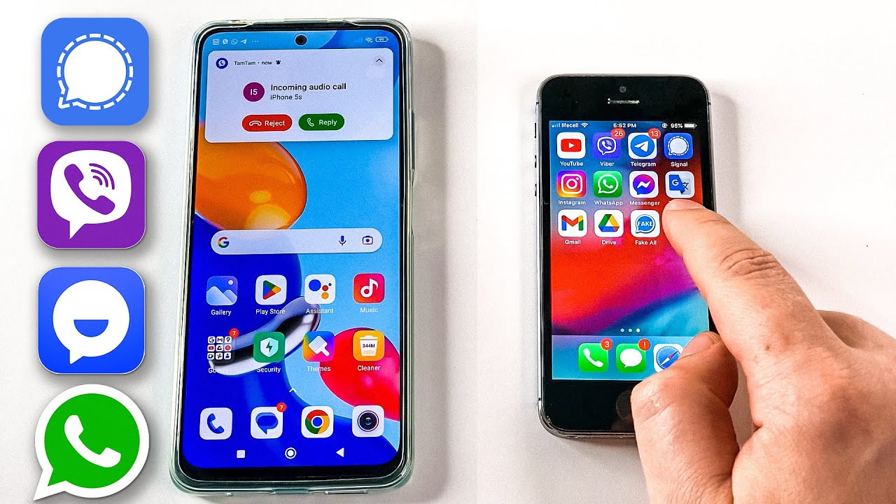 Входящий звонок на Xiaomi Redmi WhatsApp, Viber, Signal и TamTam, исходящий звонок на iPhone