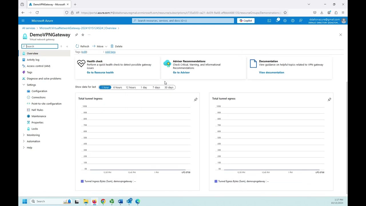 Создание шлюза Azure VPN
