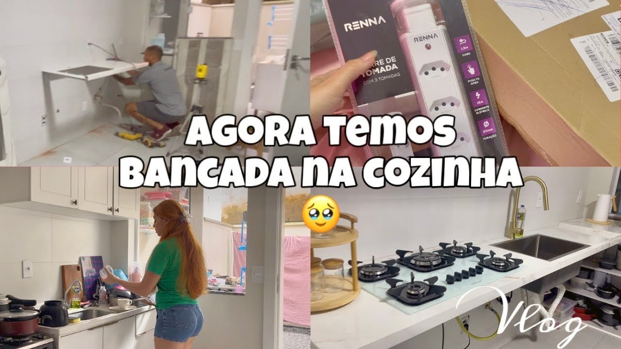 A COZIHA ESTÁ QUASE PRONTA, INSTALAÇÃO DA BANCADA DE PORCELANATO, VLOG…