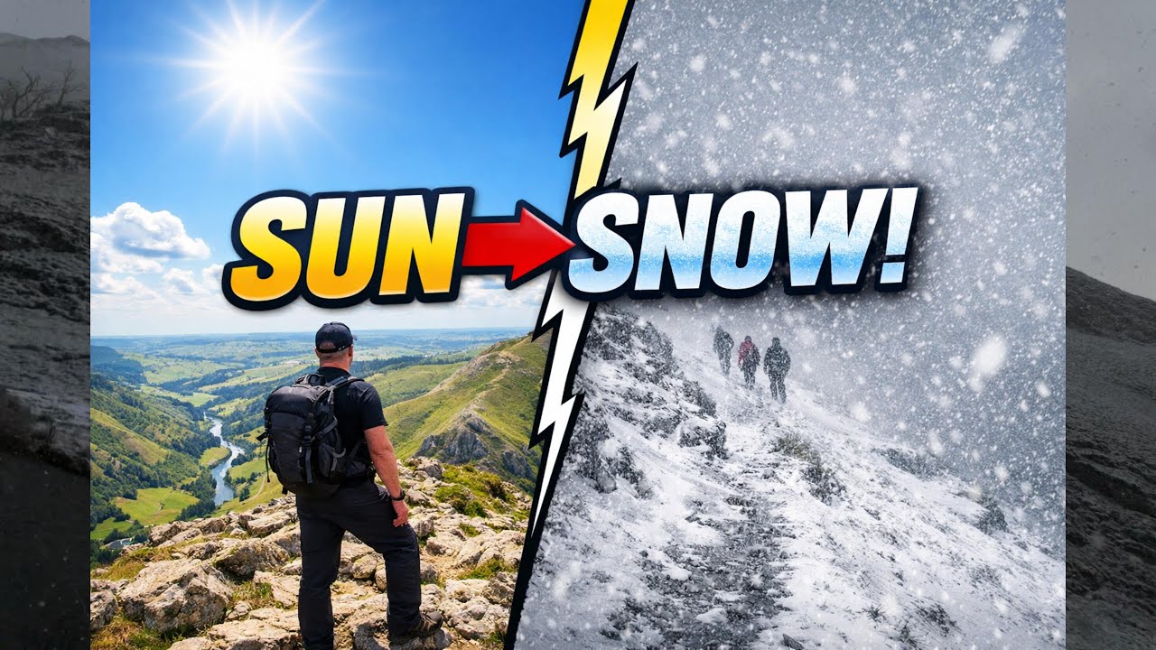 Walking Up Thorpe Cloud in Sunshine… Then Snow Hit Hard! 🌨️ | Peak District Walk 4K
