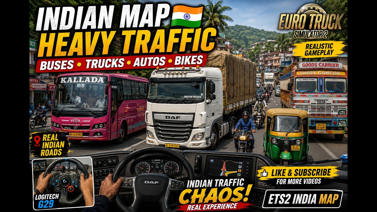 ETS2 India Map Mod | Driving Through Heavy Indian Traffic