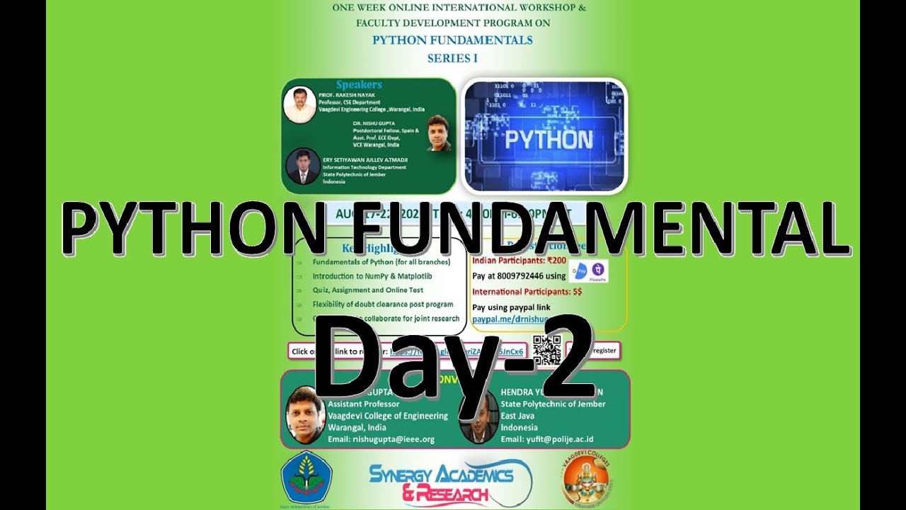 Python Fundamentals Day-2 || International workshop and FDP  on Python || ||  Studies Studio