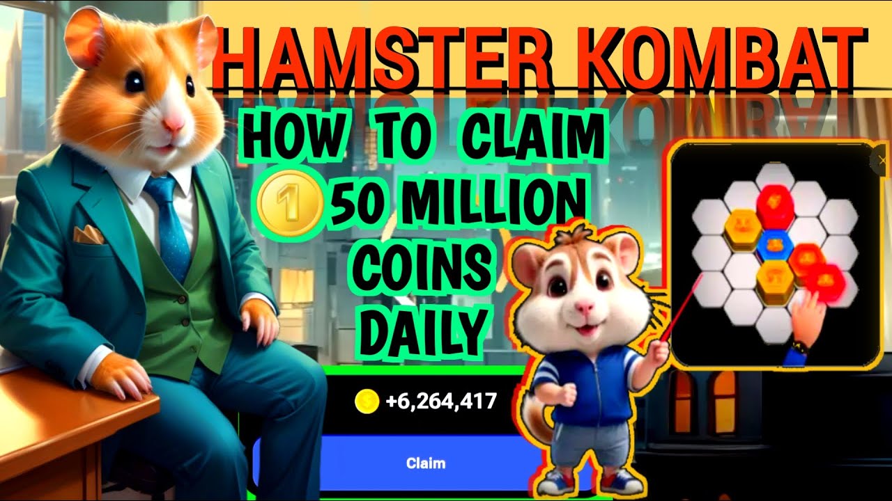 Hamster kombat; How to claim 50 million hamster token daily | hexagon puzzle  game