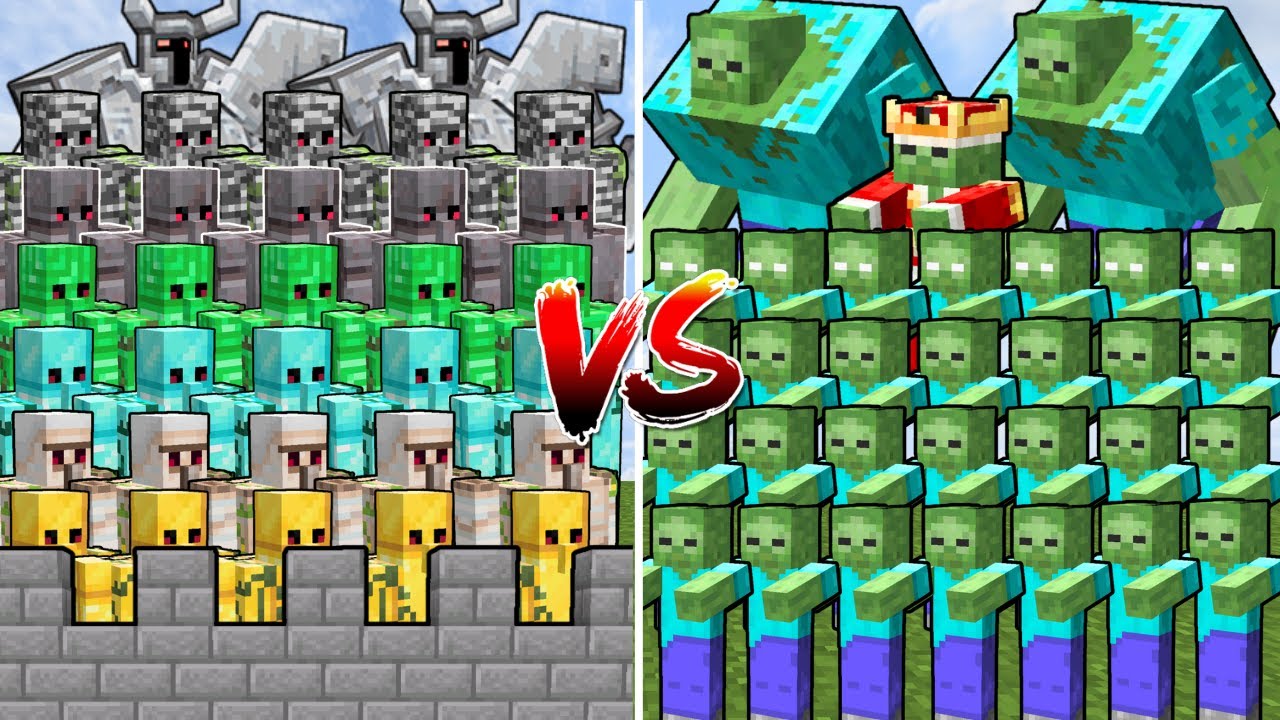 ZOMBIE ARMY vs GOLEM CASTLE | Minecraft Mob Battle
