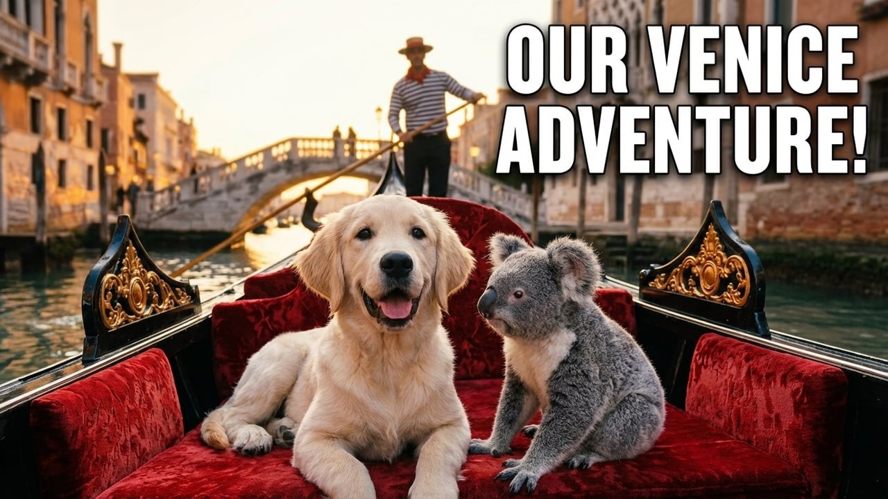 ✨Puppy & Koala's First Gondola Ride in Venice Italy  🇮🇹🎶🐶🐨| Their Reactions Will Melt Your Heart 🛶❤️