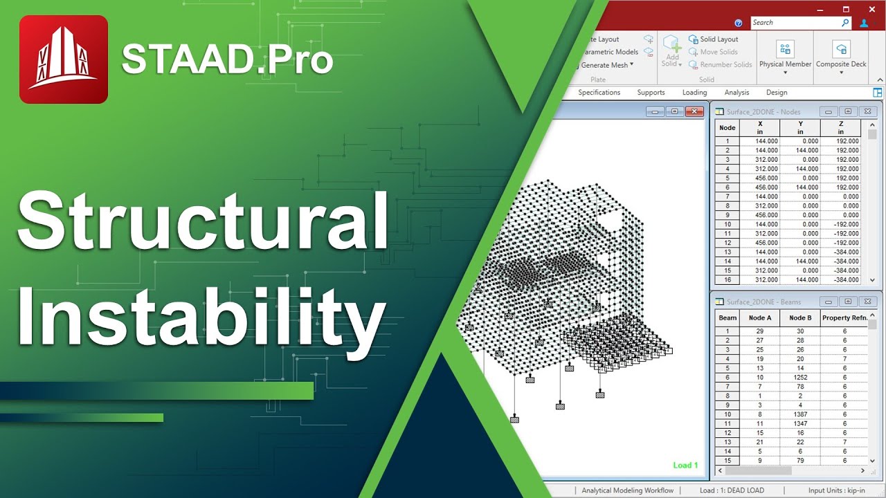 Structural Instabilities and Zero Stiffness Problems in STAAD.Pro