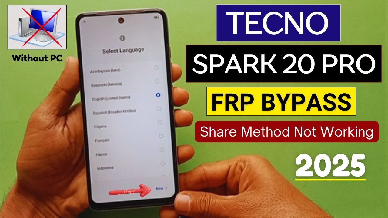 Tecno Spark 20 Pro (KJ6) Frp Bypass Android 13 Without Pc | Share Article Not Working - 2025