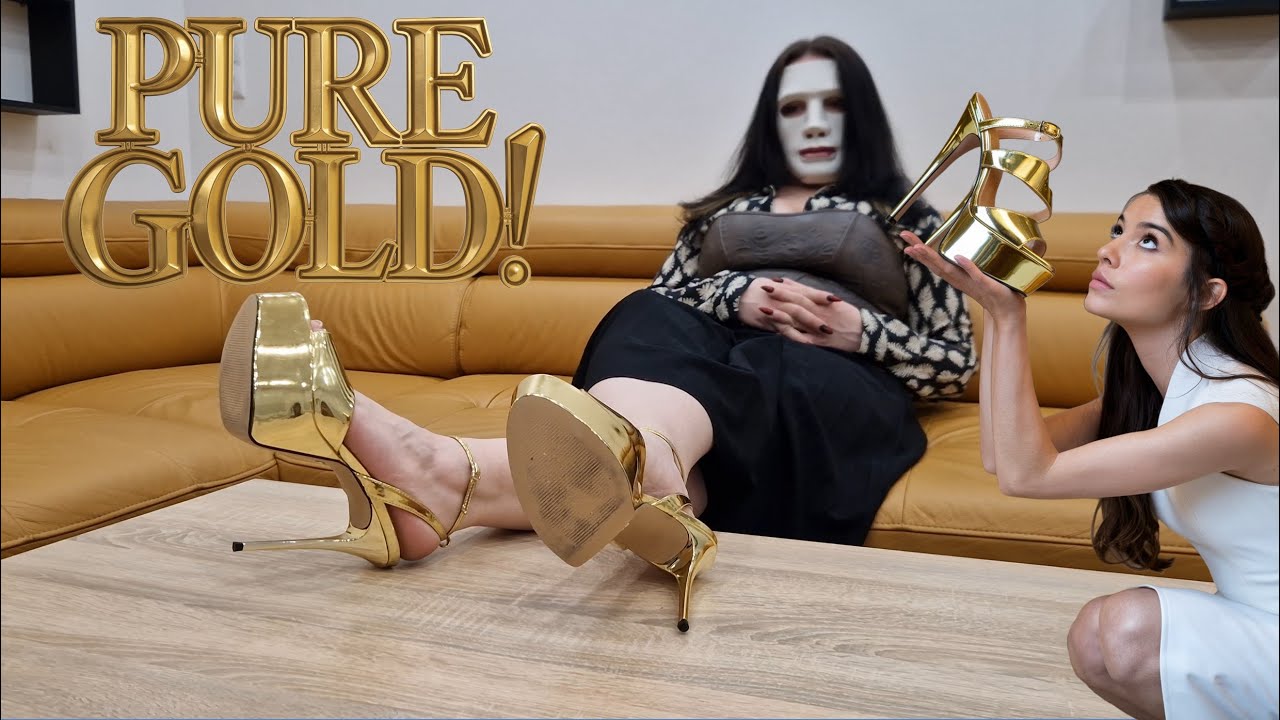 Unboxing Shiny Golden Sandals With Super Thin High Heel! 💋💋💋