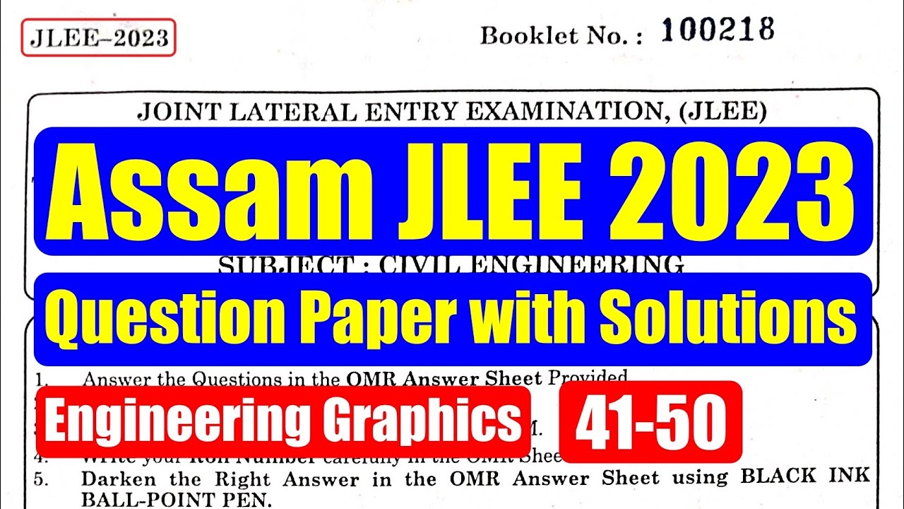 Assam JLEE (2023) Engineering Graphics Section Question Paper With Answer keys