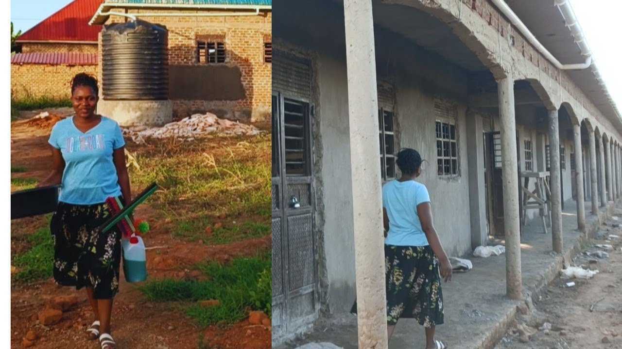 Building a school for the community. African village life