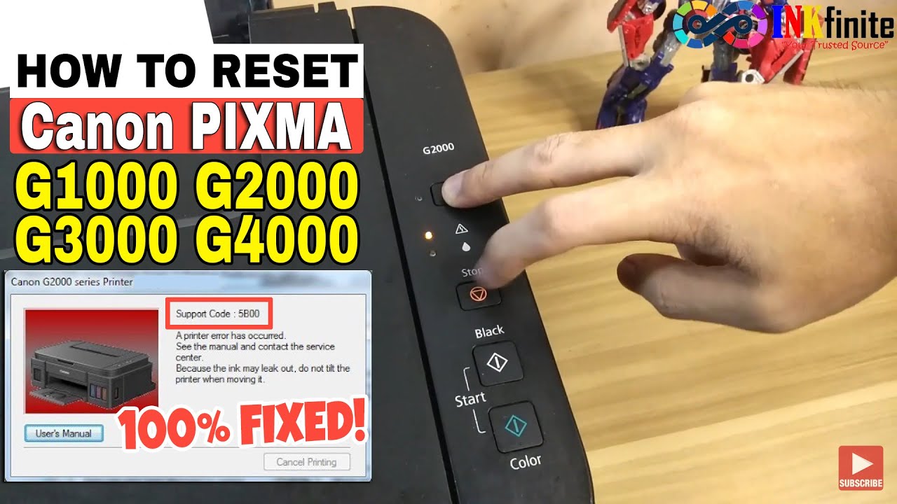 Как вручную сбросить настройки Canon Pixma G1000 G2000 G3000 G4000: исправление ошибок P07 и 5B00...