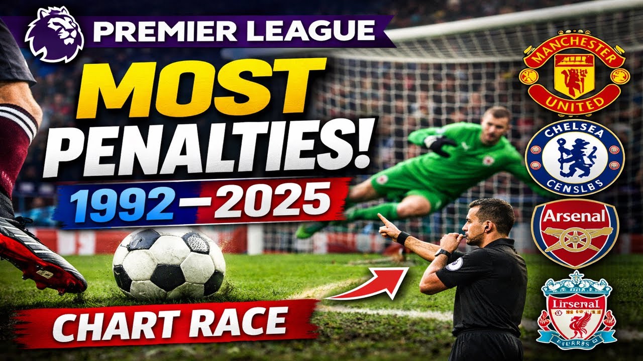 Premier League Clubs With The Most Penalties (1992–2025) | Chart Race