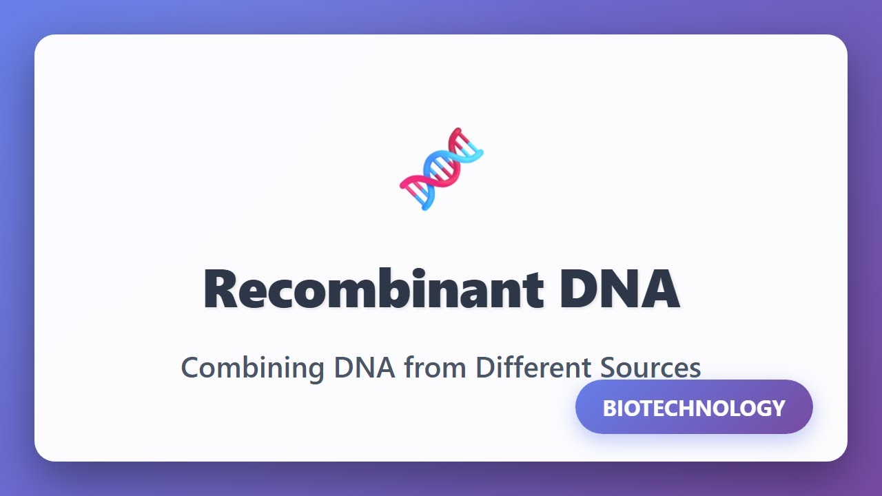 Recombinant DNA Explained: Combining DNA from Different Sources | Biotechnology Basics