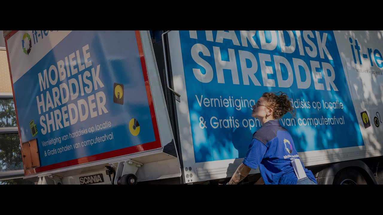 Mobiele harddisk shredder in actie | IT-recycling