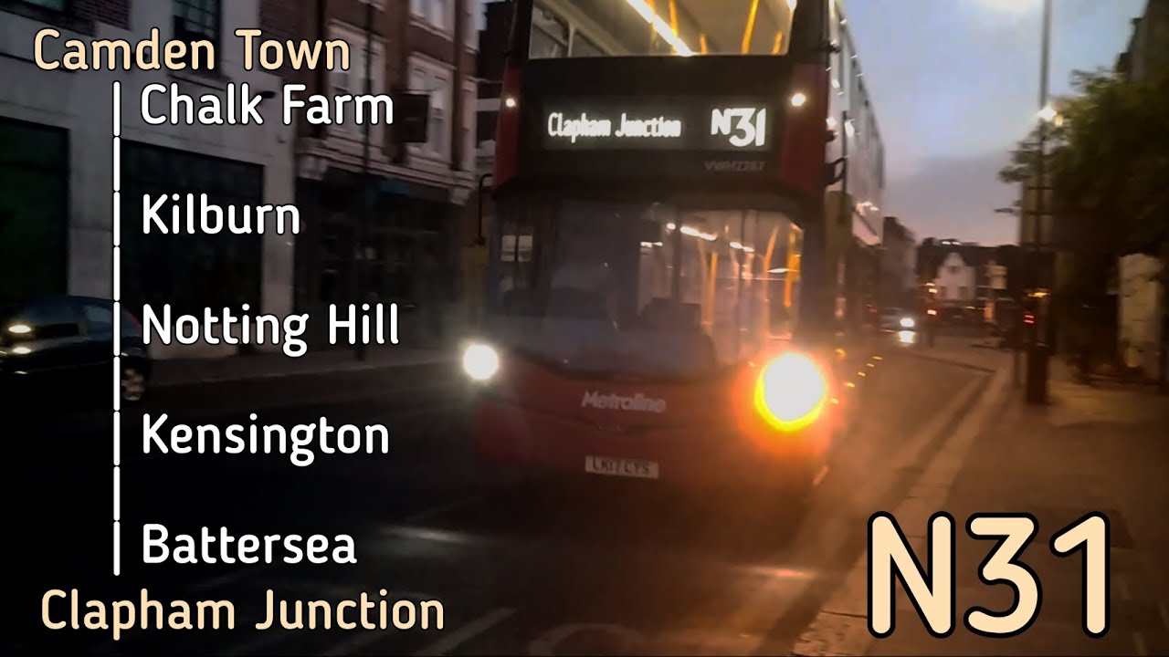 [Full Route Visual] London Bus (Metroline) route N31 to Clapham Junction