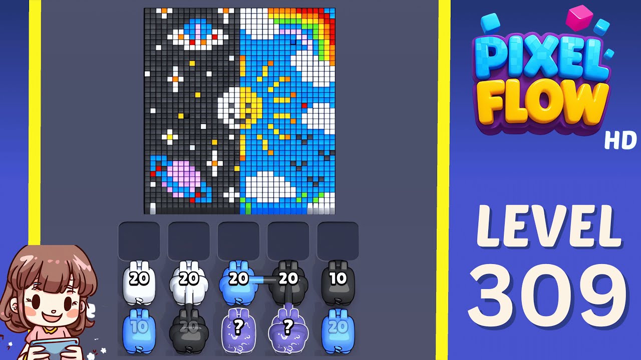 Pixel Flow Level 309 Solution Walkthrough