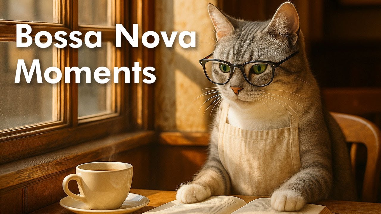 Cat Reading in a Café | 2 Hours of Relaxing Bossa Nova Jazz for Study, Work & Chill