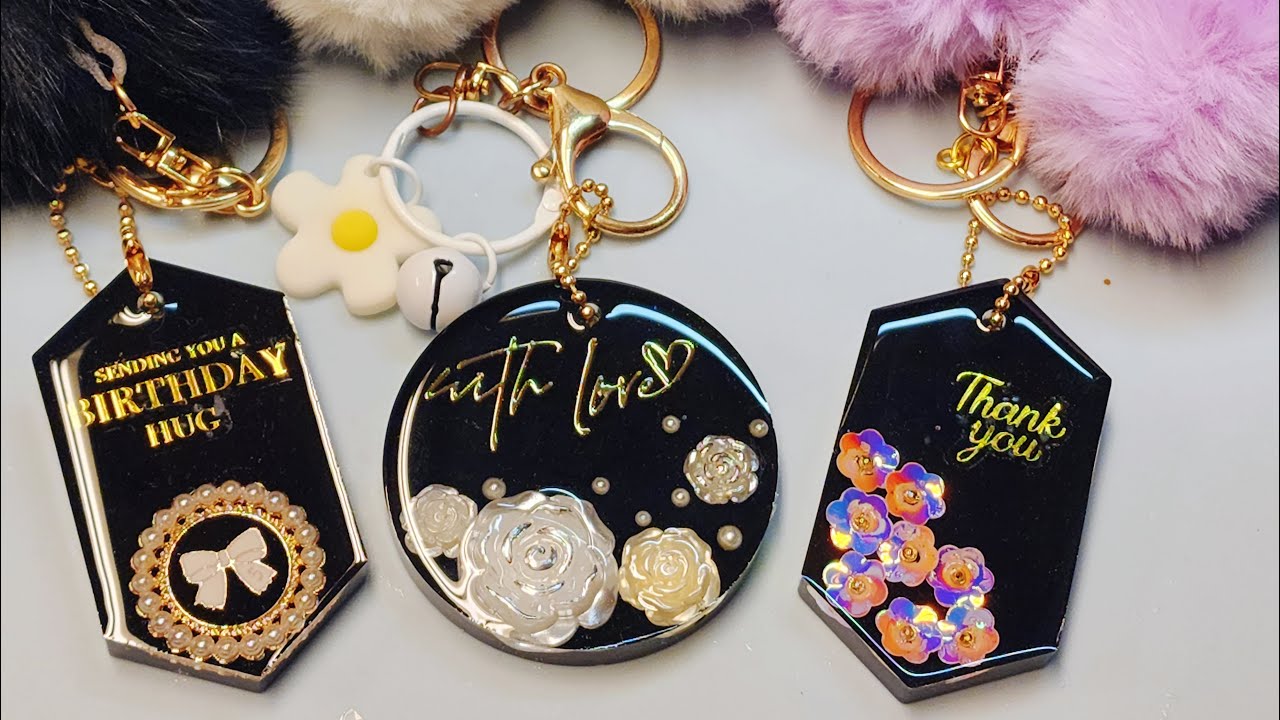 Black resin keychain | resin carft |resin keychain