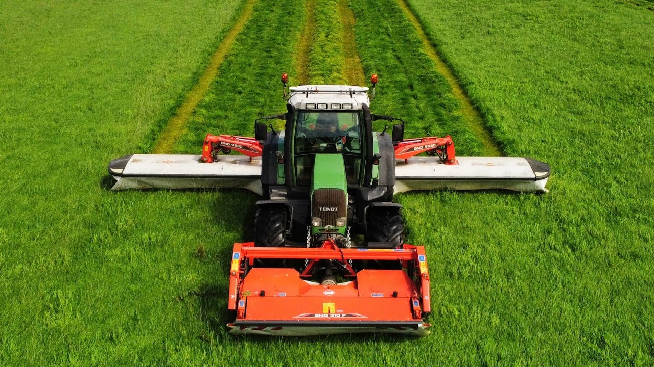 Mowing Grass - FENDT Vario 714 + Kuhn GMD 310 + Kuhn GMD 9530