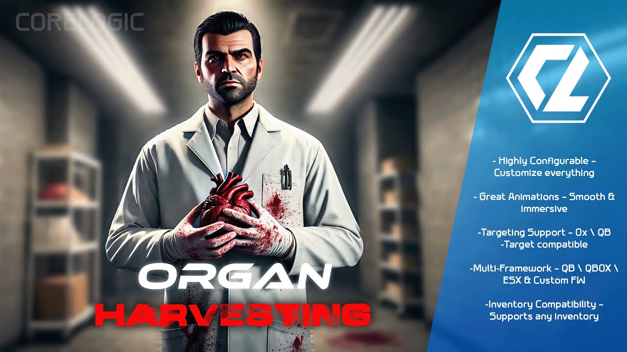 [QB/QBOX/ESX] ADVANCED ORGAN HARVESTING | SCRIPT PREVIEW