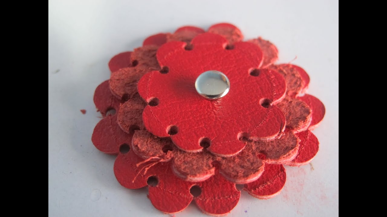 Como hacer una FLOR DE CUERO ROJO (técnicas para trabajar el cuero)