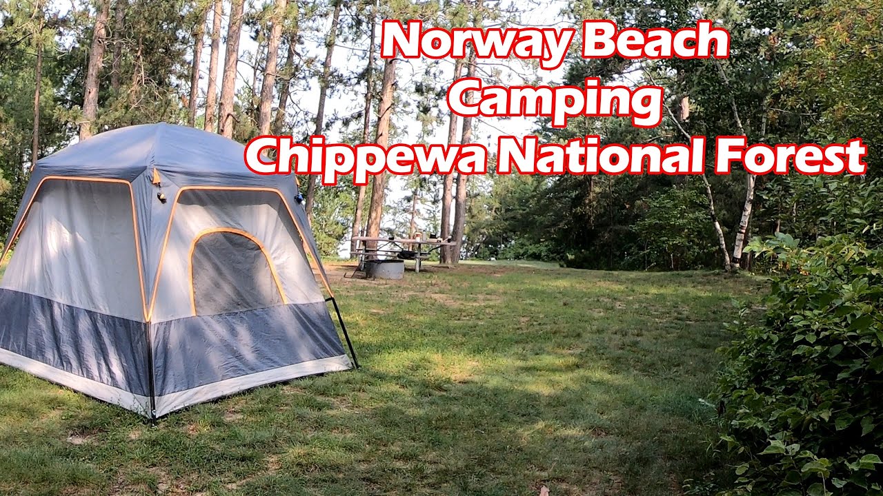 Out camping at Norway Beach Recreation Area in the Chippewa National Forest on Cass Lake