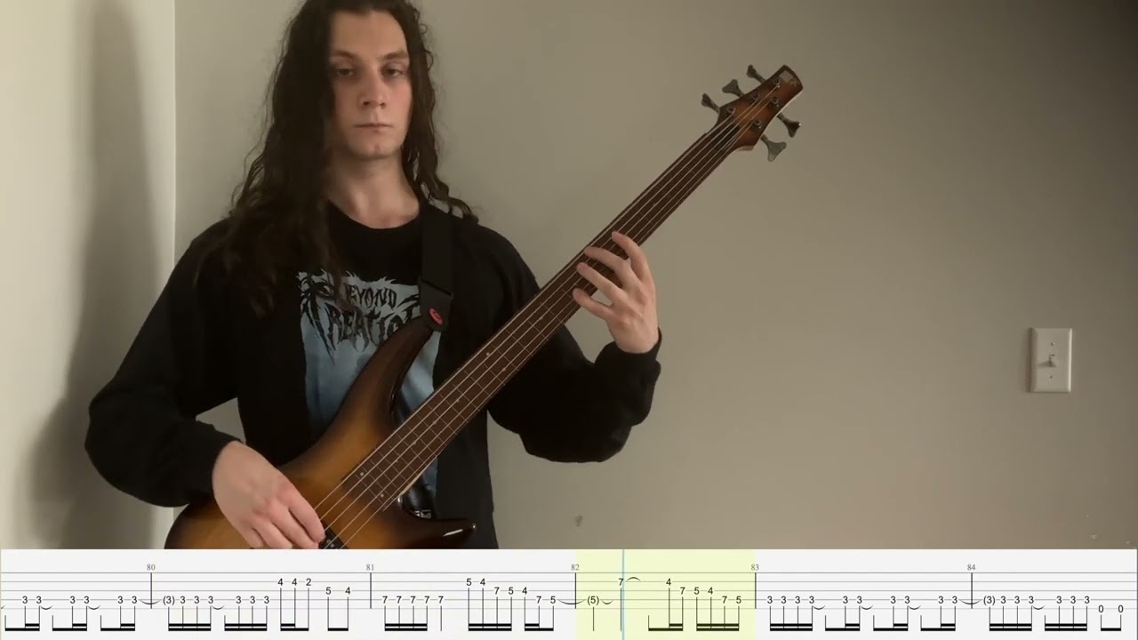 Cynic- Kindly Bent to Free Us (Bass Cover with on-screen tabs)