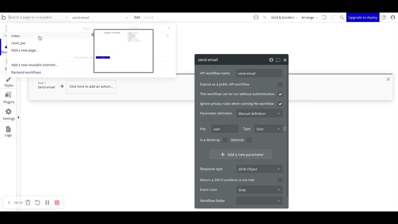 Backend Workflows with Bubble.io
