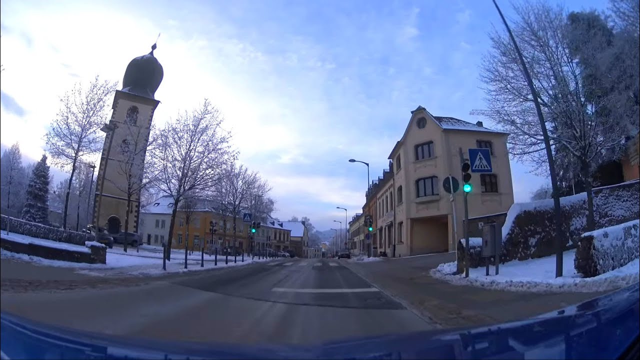 Scenic Winter Drive in Luxembourg - Mersch to Bascharage | 4K UHD Natural Sounds Journey