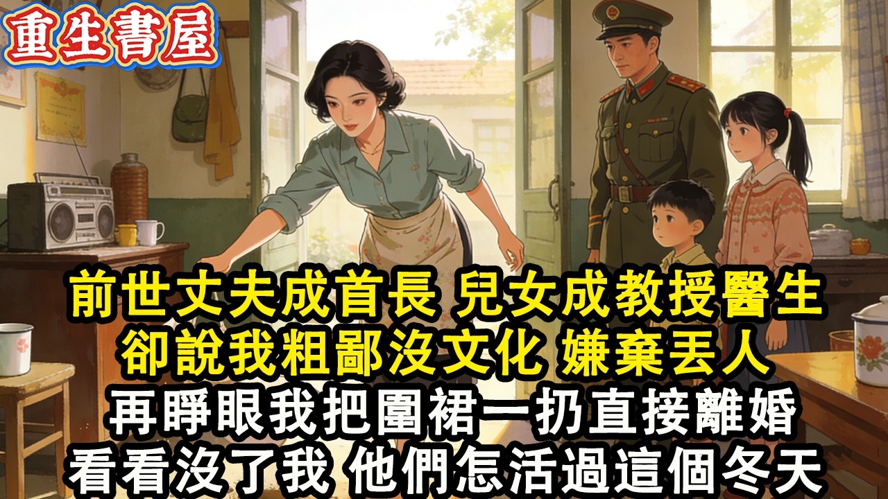 【重生爽文】前世我為他們成鐵娘子 丈夫成首長 兒女成教授醫生 卻說我粗鄙 甚至慶功宴唯獨沒叫我「讓她來幹嘛？丟人現眼」 再睜眼我把圍裙一扔離婚，沒了我他们怎活過冬天#小說 #重生 #爽文#動漫 #故事