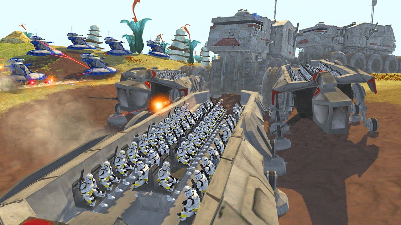 Clone TURBO TANK Troop Transports Ambushed! - Men of War: Star Wars Mod