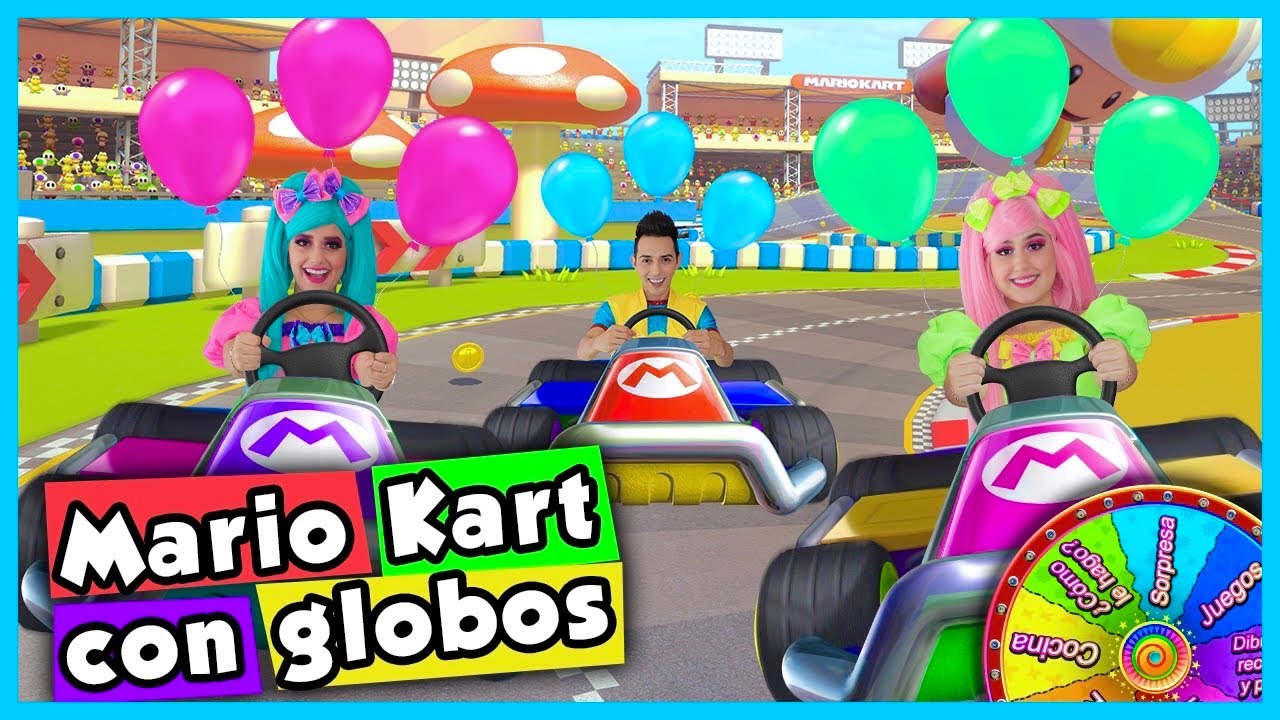 JUGANDO MARIO KART EN LA VIDA REAL / SHOW PIEDRA PAPEL O TIJERA / MARIO BROS / GLOBOS DE COLORES