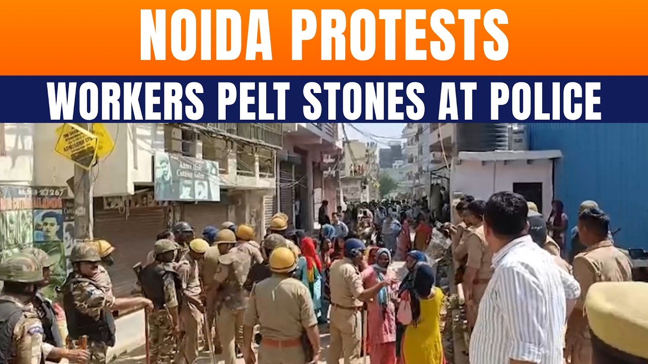 Noida Protests Turn Violent LIVE: Stone Pelting, Tear Gas As Workers Demand Salary Hike | News9