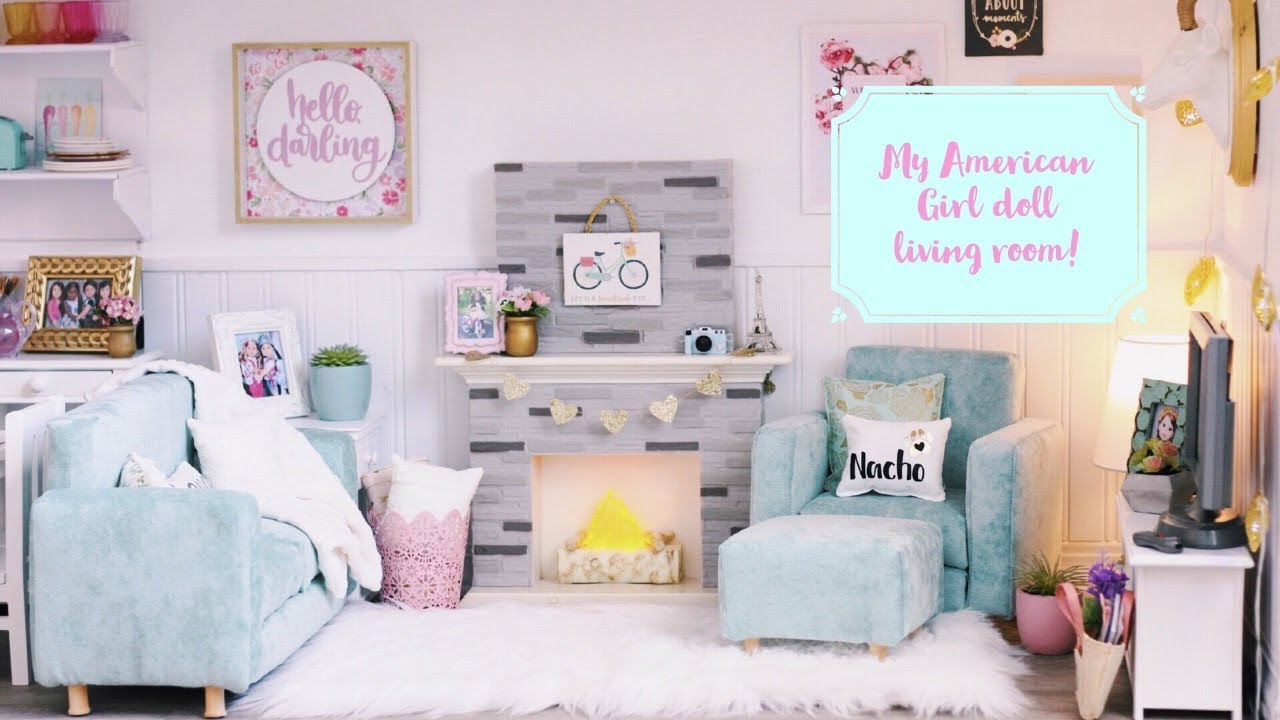 MY AMERICAN GIRL DOLLHOUSE LIVING ROOM TOUR💕