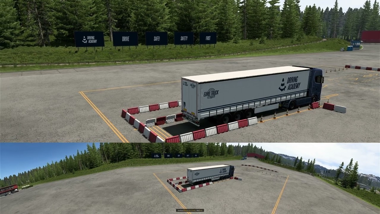 ETS2 Driving Academy Advanced Training Course - Trailer Reversing back into the next spot