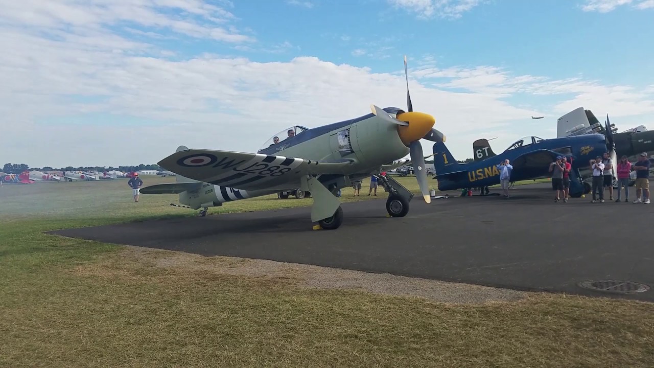 Hawker Sea Fury Aircraft Start - Airventure 2016 Oshkosh