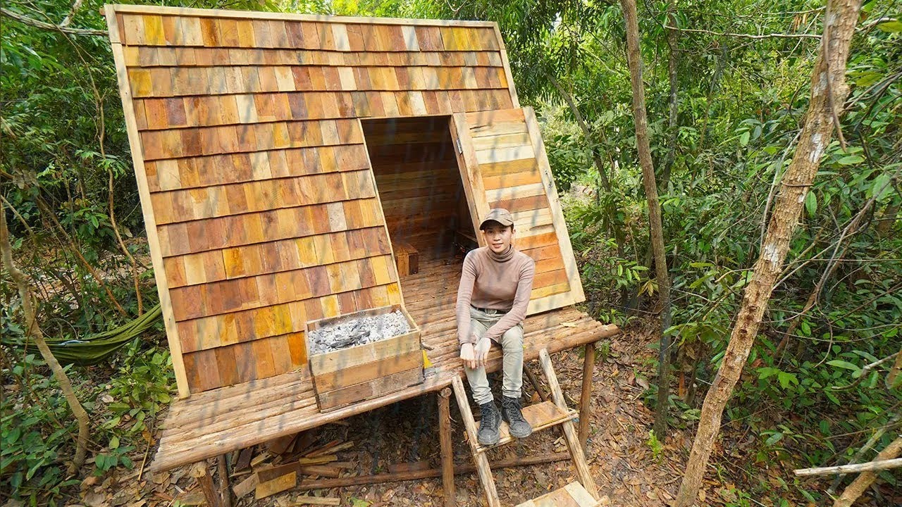 🏡 120 Days Building a Dream Wooden House | Relaxing Bath in the Heart of Nature 🌳🛁
