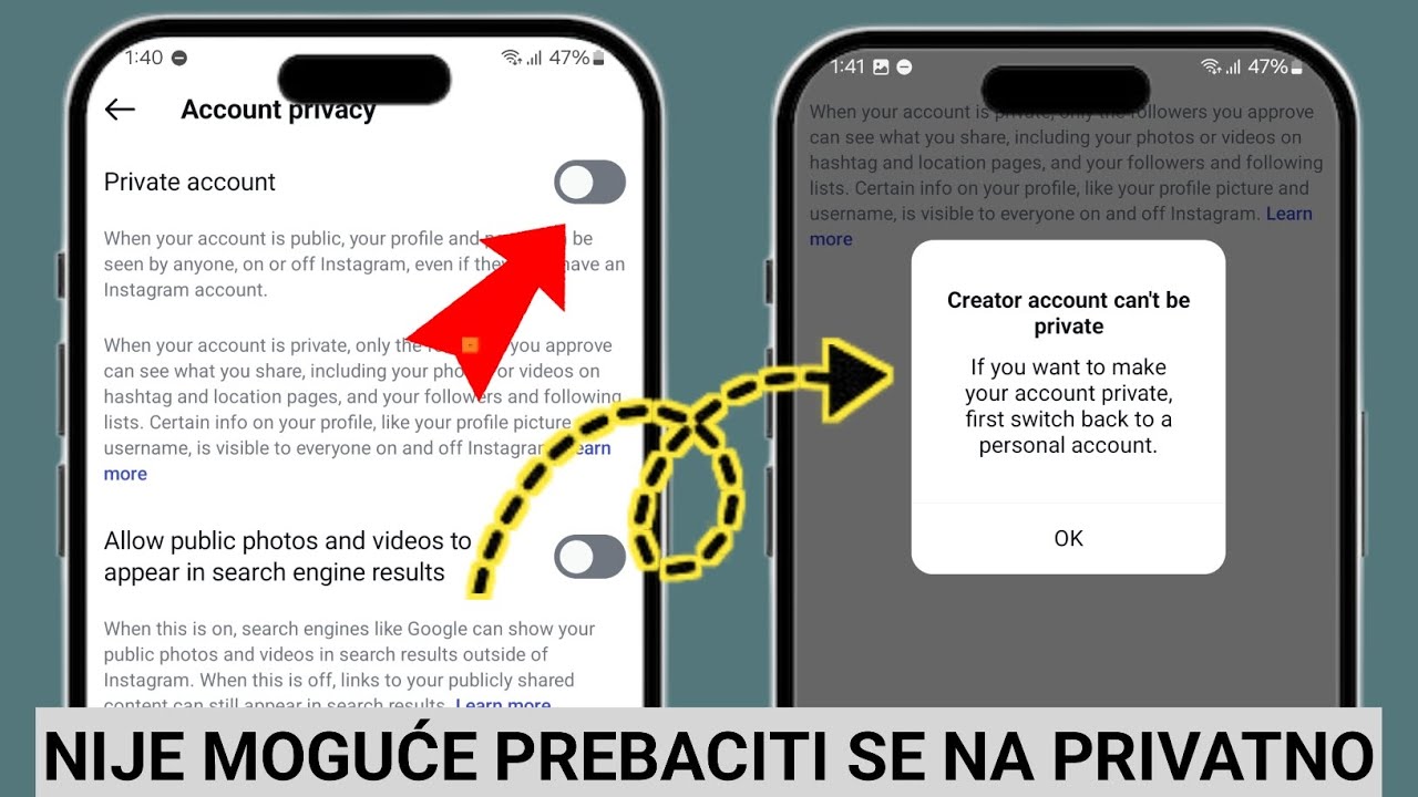 Problem sa prebacivanjem Instagram profesionalnog računa na lični račun