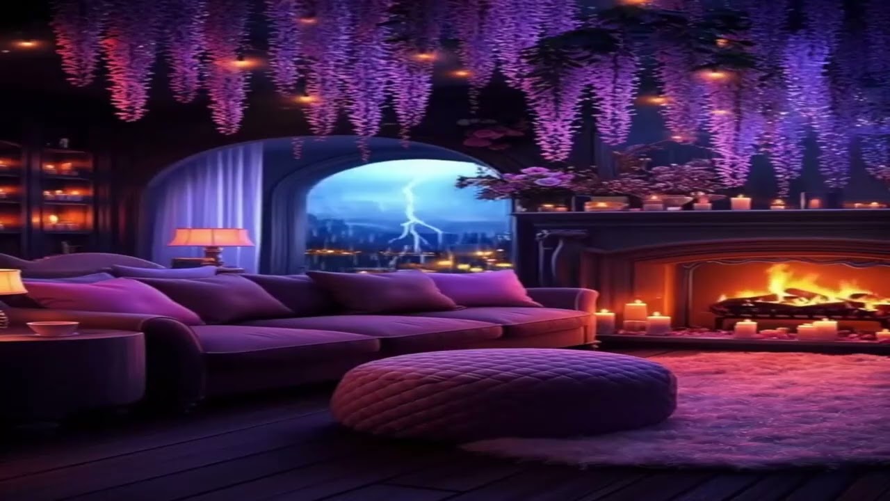  6 Hours of Cozy Fireplace🔥 & Thunderstorm⛈️ Sounds | Deep Sleep & Relaxation