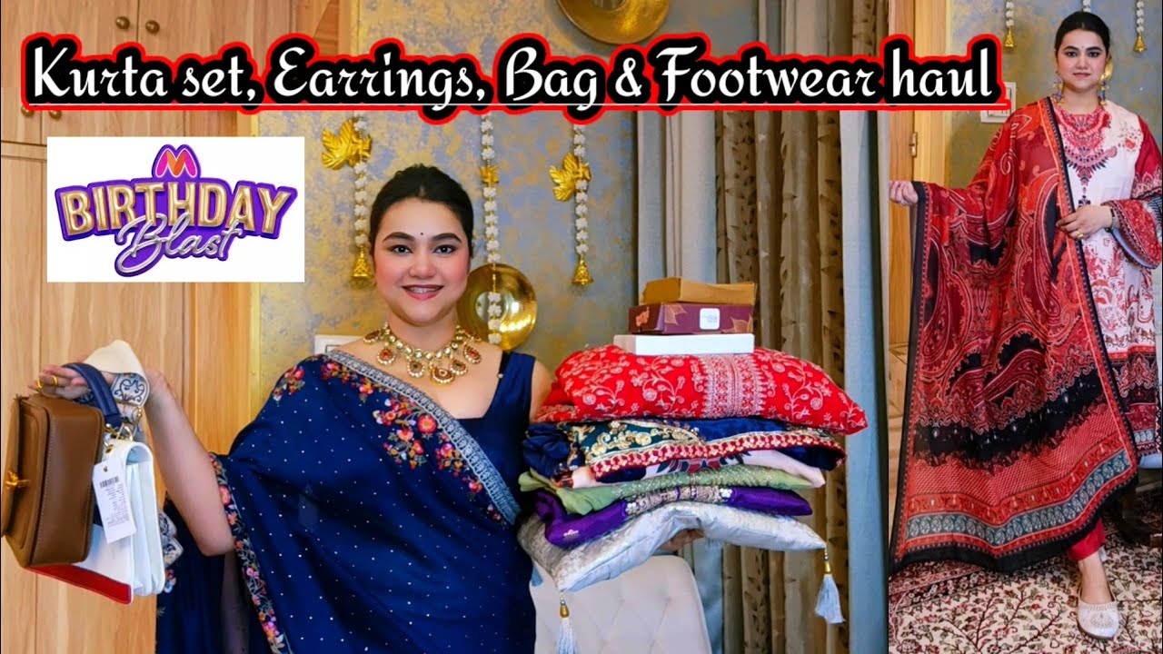 Myntra Birthday Blast sale haul // Wedding Kurta set, Earrings, Bag & Footwear haul @poojachoyal7135