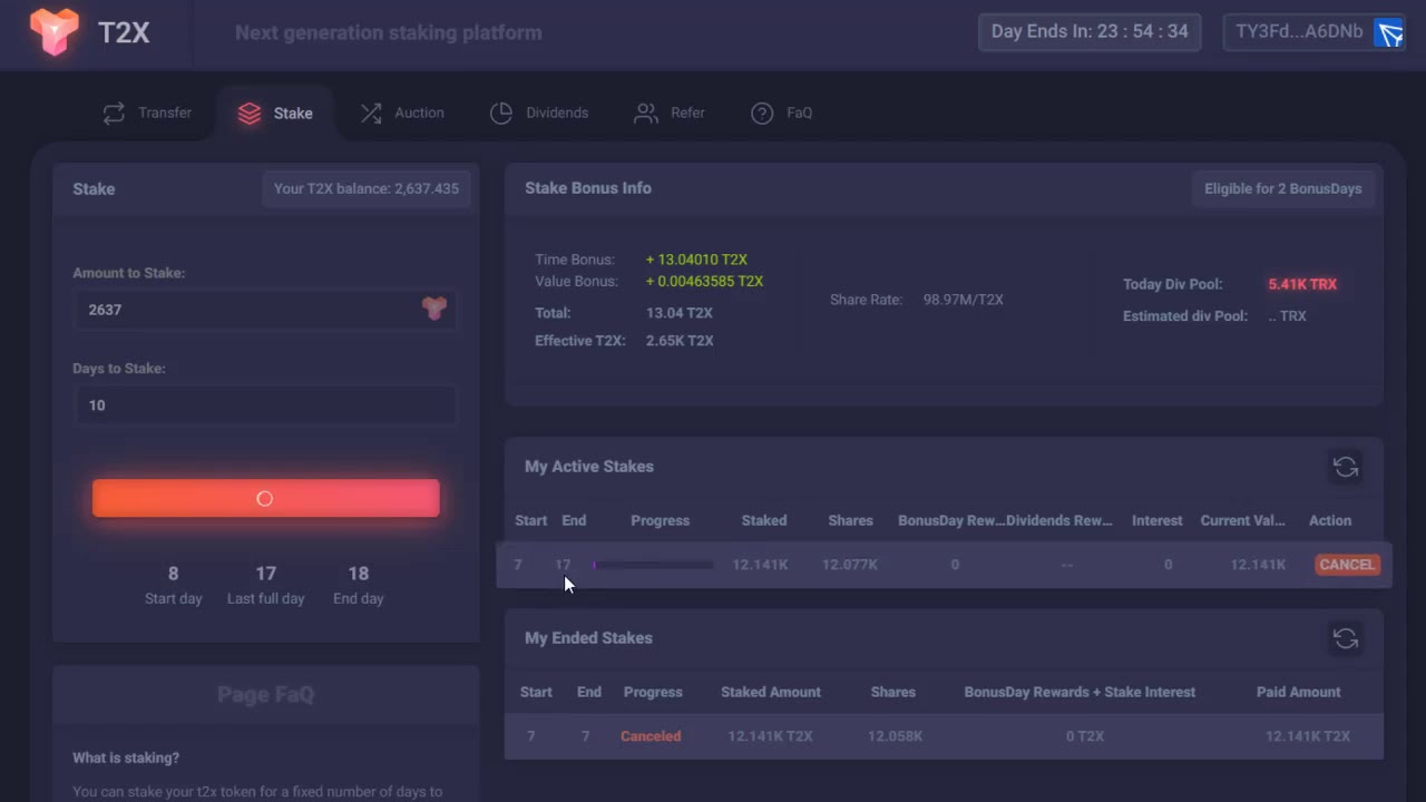 T2X Token | Next Generation Staking - Tron TRX