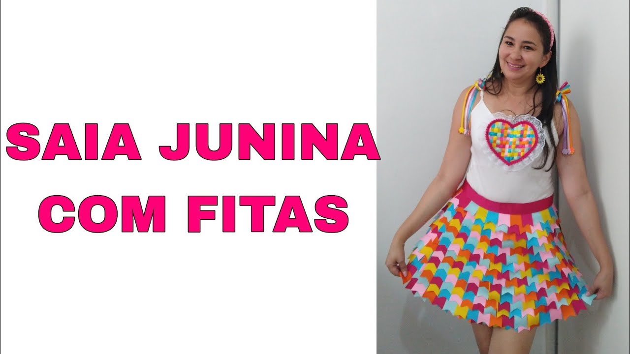Saia Festa Junina com Bandeirolas de Fitas- #festajunina #diy #lacos #saojoao  @kakaMagalhaesLacos