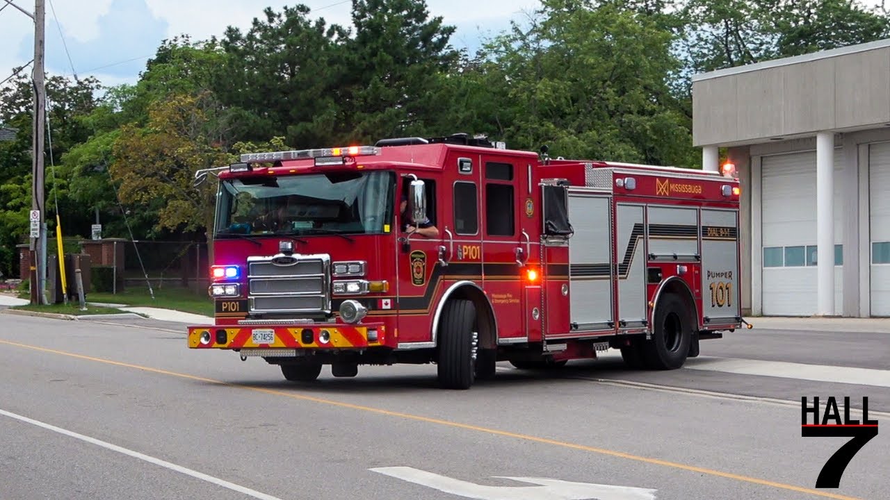 Mississauga Fire & Emergency Services - Pumper 101 Responding