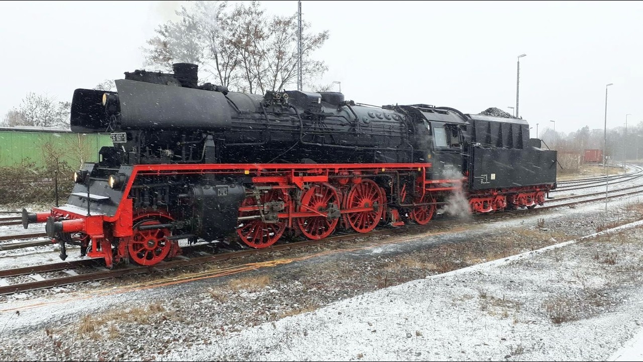 Dampflok 35 1097-1 am 16.02.2026 in Zittau im Schneegestöber