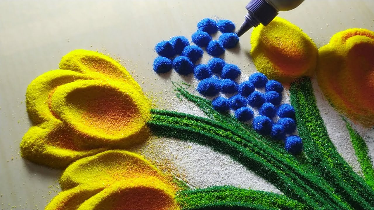 Creative latest flower pot rangoli design | Flowerpot rangoli | rangoli flowerpot | rangoli easy