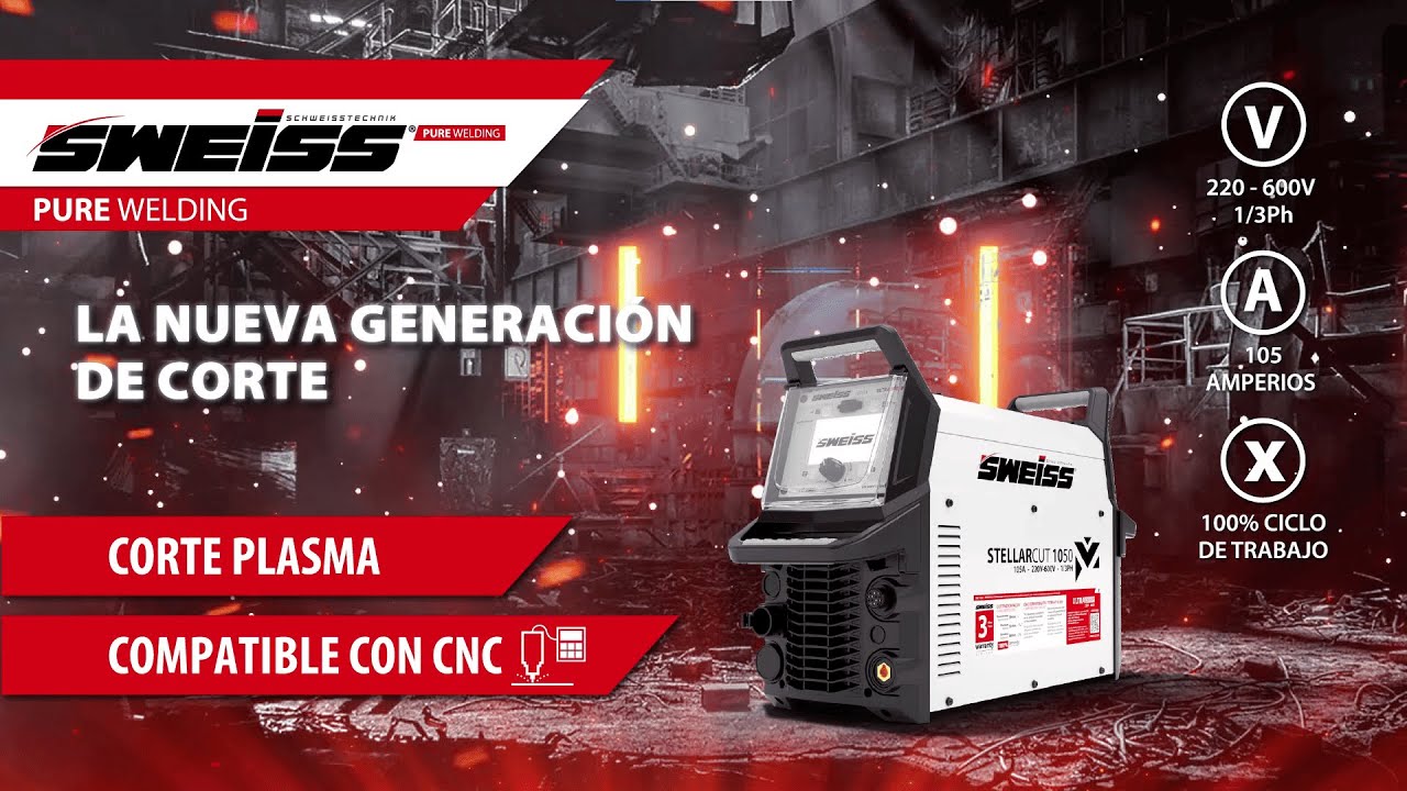 Aprende a usar el NUEVO CORTADOR INVERSOR PLASMA  STELLARCUT 1050 de Sweiss Ref: SWC1050MV